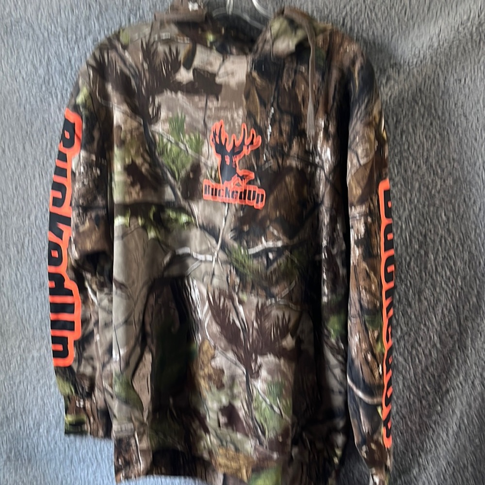 Bucked up size Med Camo deer sweatshirt hoodie